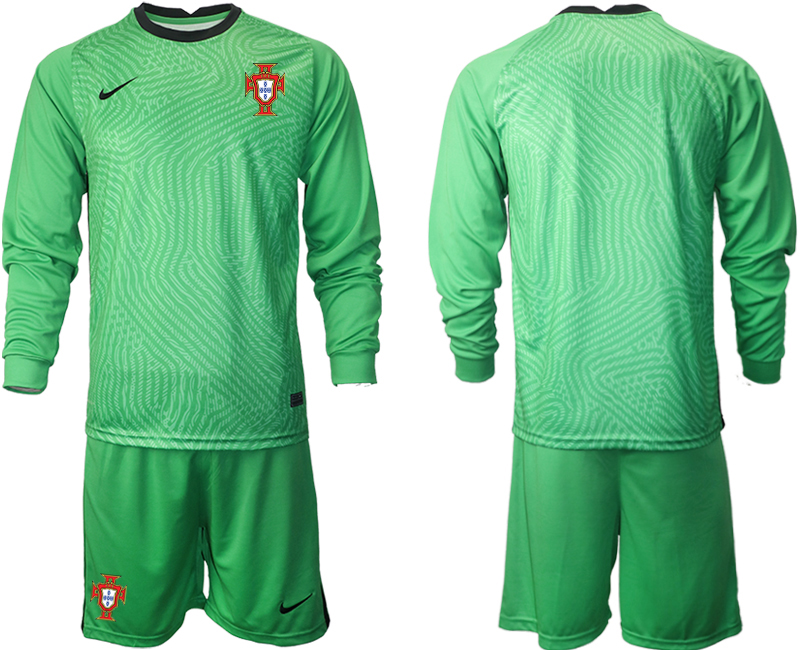 Men 2021 European Cup Portugal green Long sleeve goalkeeper Soccer Jersey